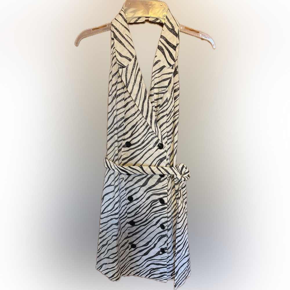 VENUS Zebra Print Halter Dress - Black and White